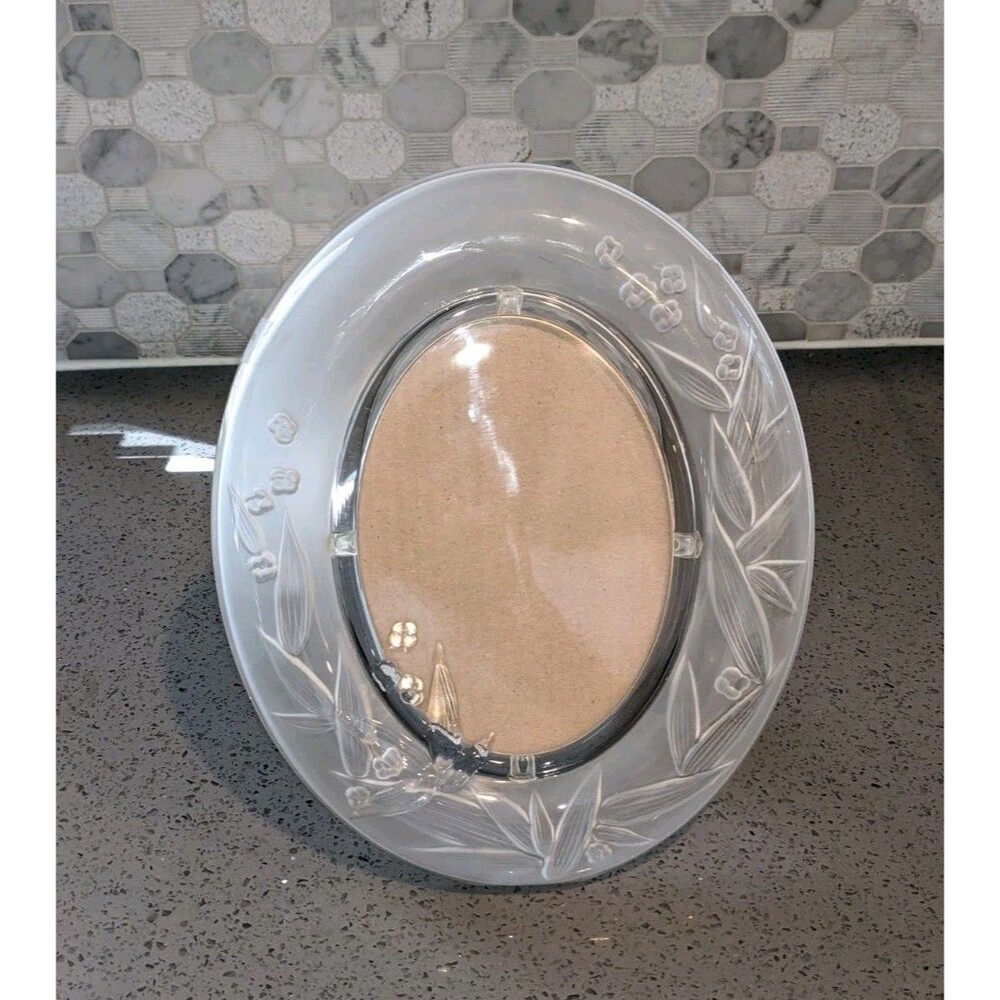 Vintage Mikasa Crystal Oval Photo Frame Germany Frosted Floral
